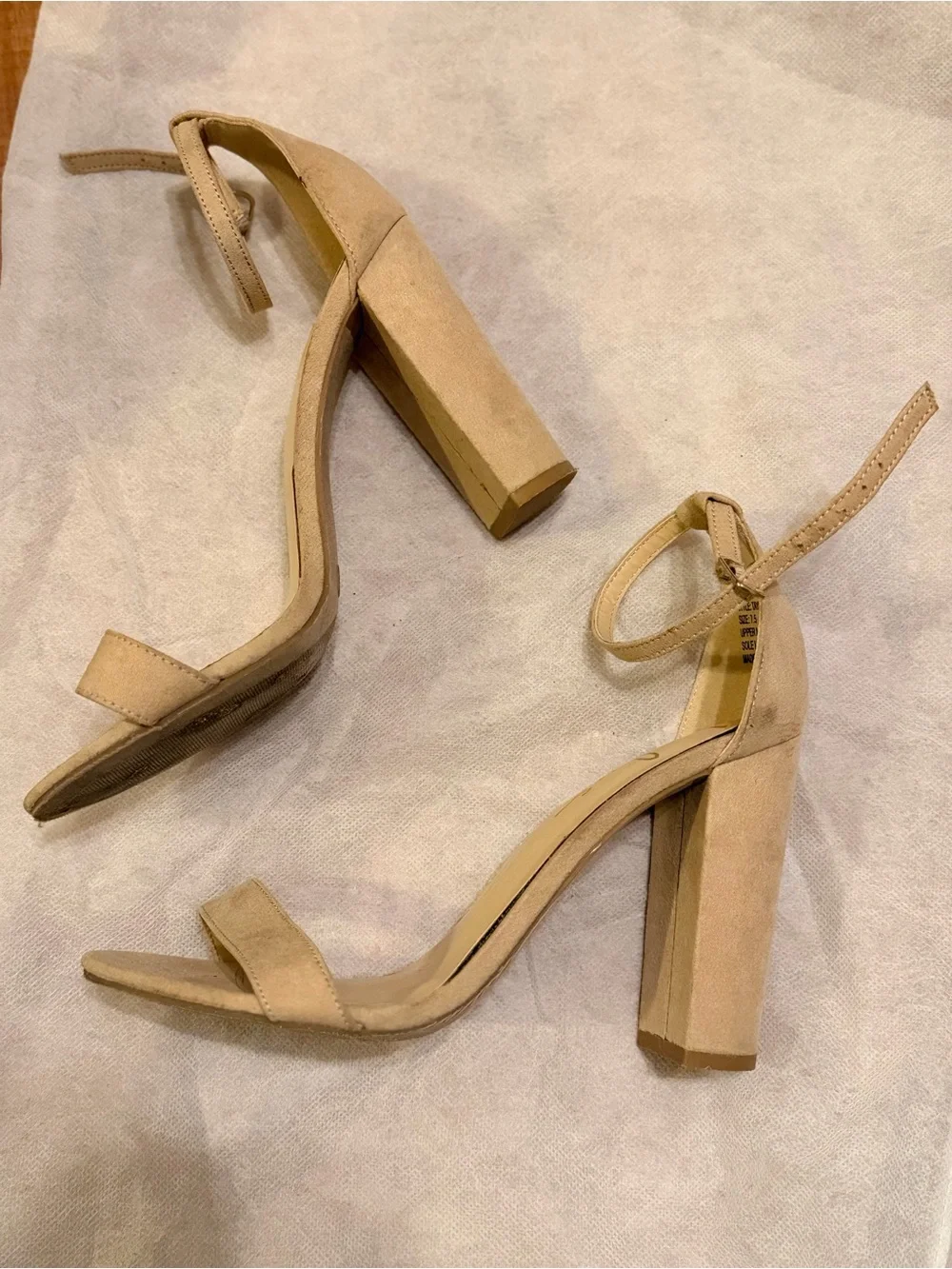 Lulus Beige Suede Ankle Strap Block Heel Sandals